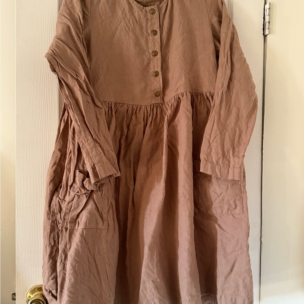 notPERFECTLINEN Women's Casual Brown Dress